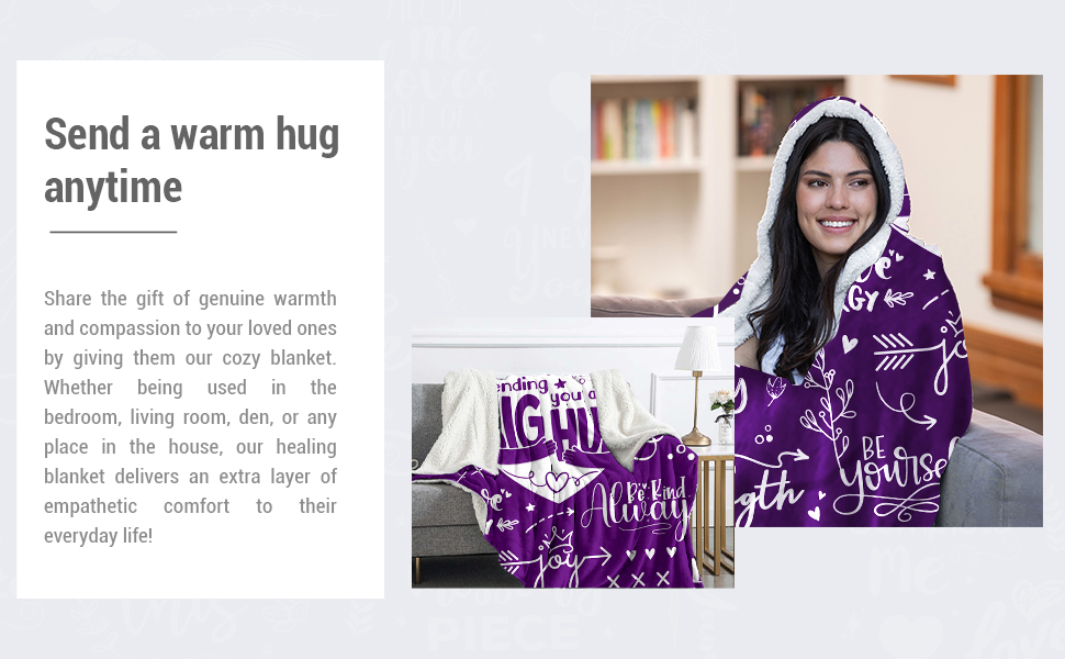 Multi-purpose blanket can be use anywhere to offer your presence and warmth