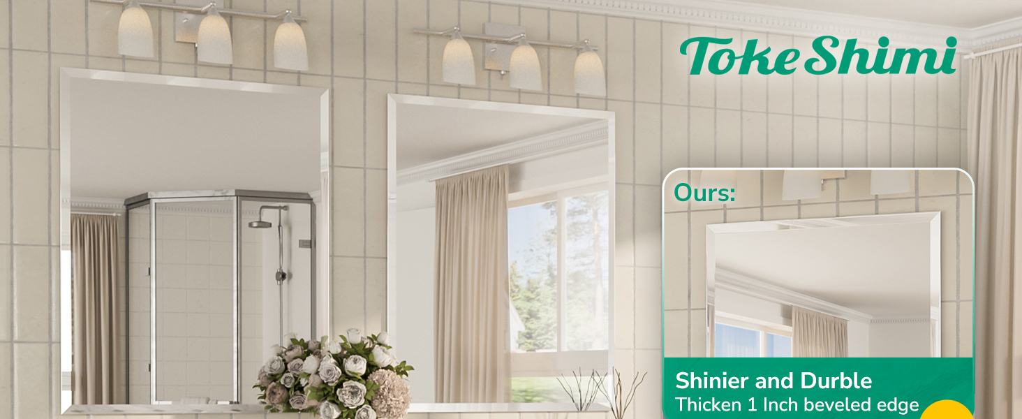 TokeShimi 24x36 Decorative Wall Mirror, Bathroom Vanity