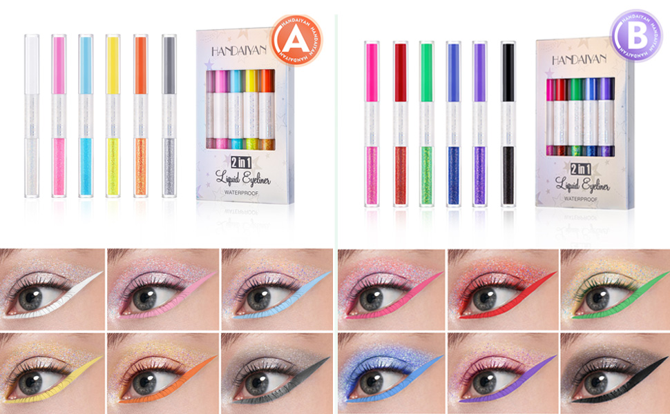 handaiyan 2in1 color eyeliner liner colours multicolor black eye makeup kit combo for women