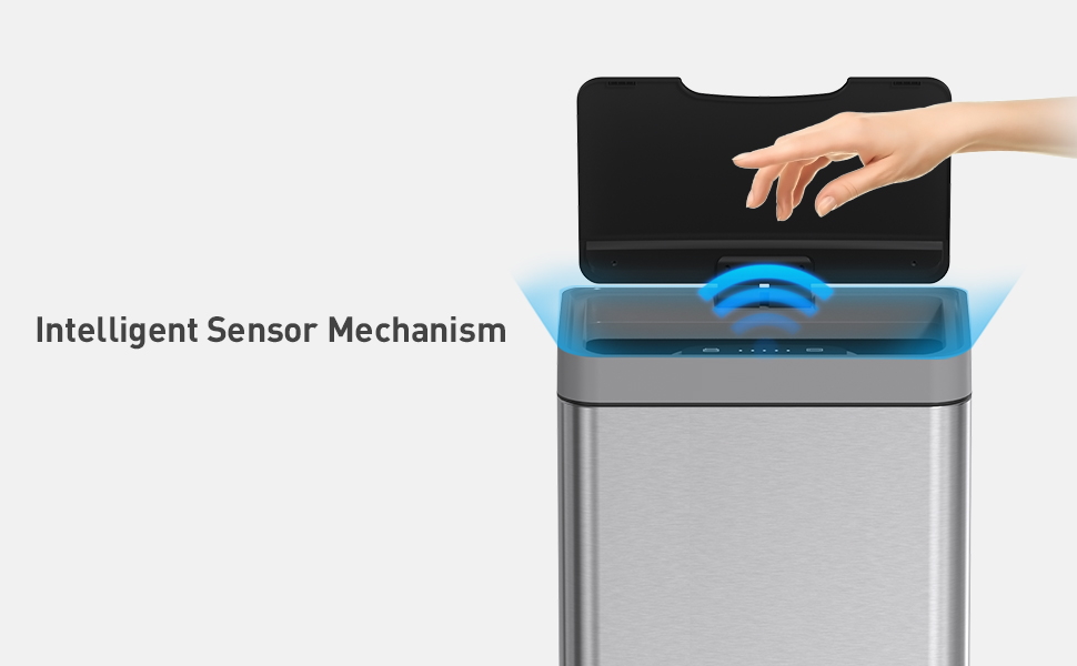 Mbillion Automatic Trash Can Touchless Trash Cans 15 Gallon Motion Sensor Trash Can Stainless