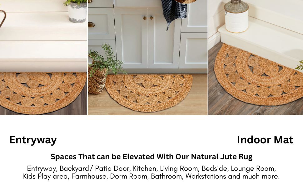 RIANGI Jute Rug 1.5 X 3 Feet Natural Fiber Braided Rugs