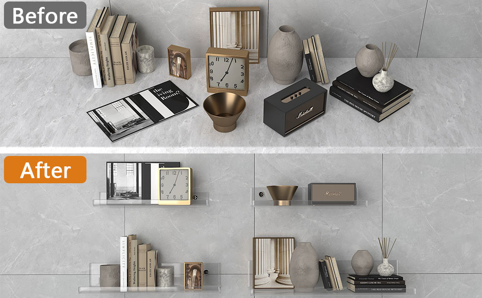 Avveckel Acrylic Shelves, Clear Shelves, 5 Set Different