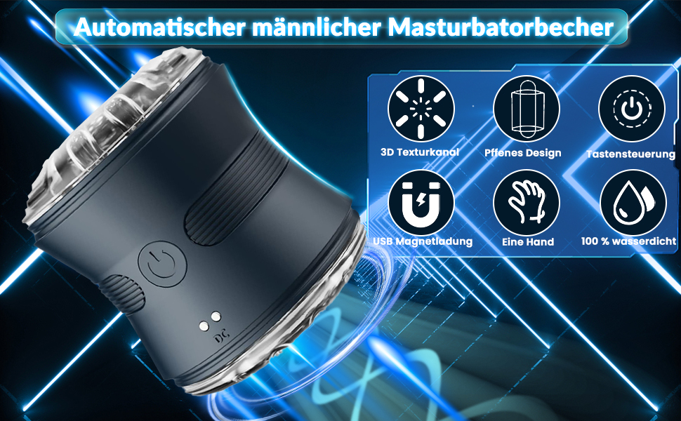 Elektrischer Masturbator Offenes Penis Training Vibrator mit 10 Vibrationen 2 Motoren