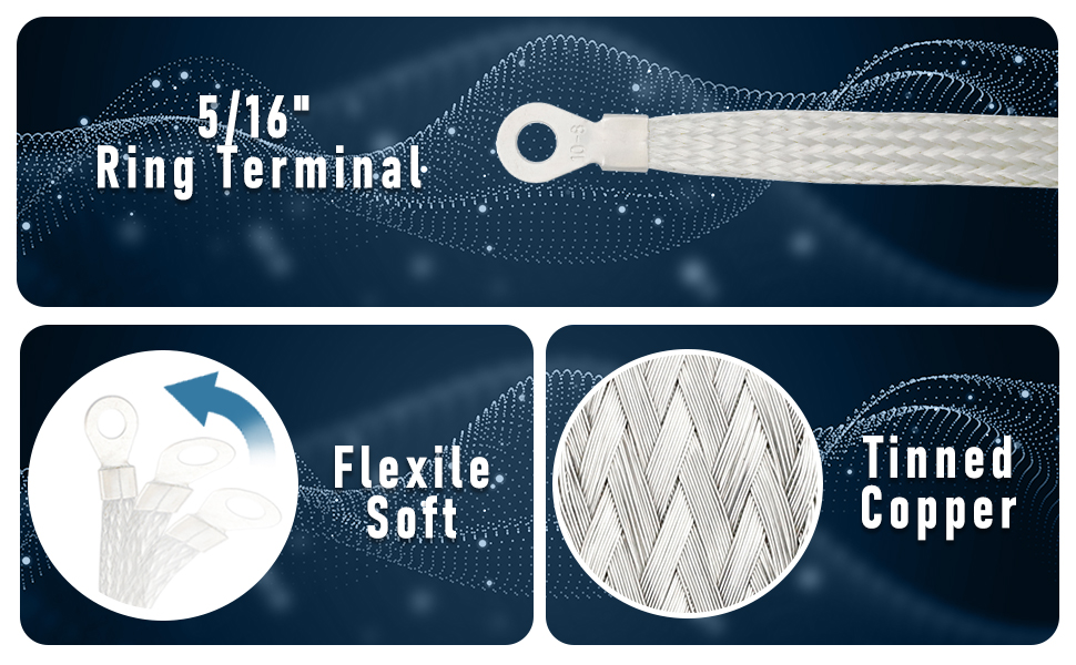 HENGCOOL Universal Automotive Braided Ground Straps, Tinned