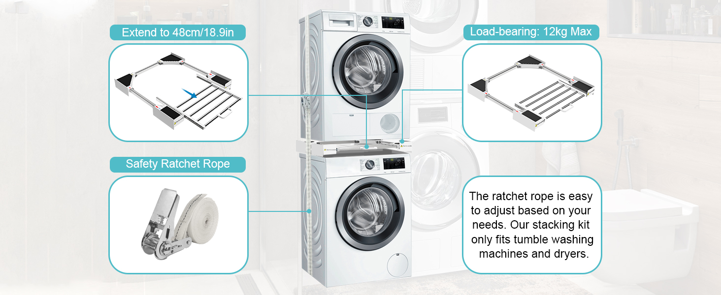 BOWEN EZ Stacking Kit for Tumble Washer and Dryer, Universal Washing