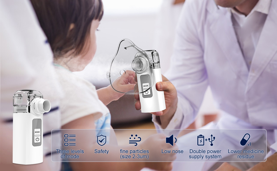 Portable Ultrasonic Mesh Nebulizer, Nebulizer Machine for Adults Quiet Nebulizer Machine for