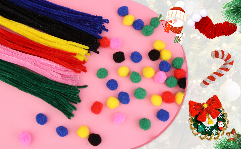 Pom Pom Pipe Cleaners Puff Balls