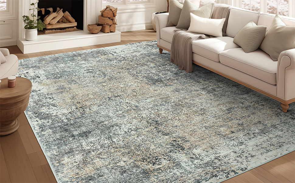 Washable Rugs 5x7 Area Rugs, Modern Abstract Rugs for