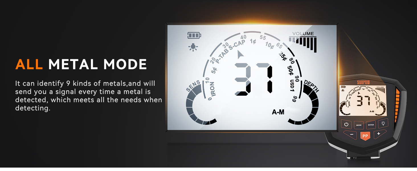 SUNPOW Metal Detectors for Adults Professional, High Accuracy Metal Detector, Strong Anti