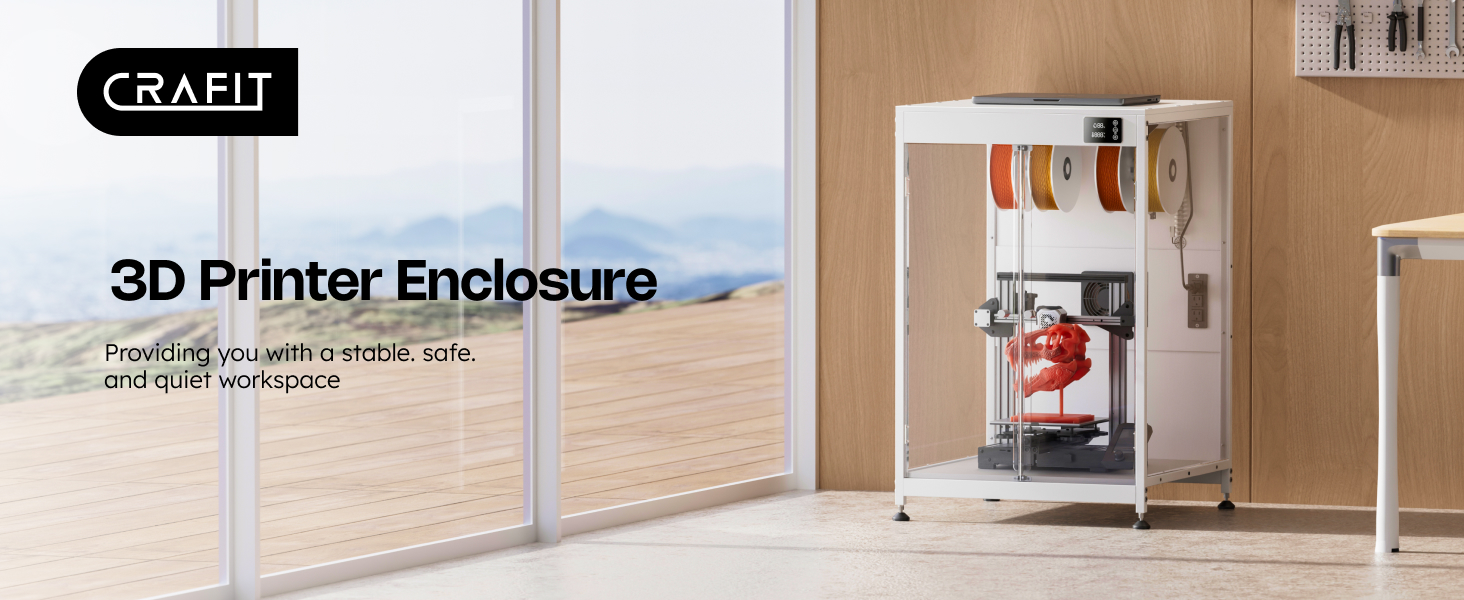 3D Printer Cabinet, 3D Printer Enclosure with Ventilation, Thermo-Hygrometer and LED Light, Effectively Noise Reduction, Fits 3D Printers Up to 23''W x 22.4''D x 25.4''H 8 3d printer enclosure