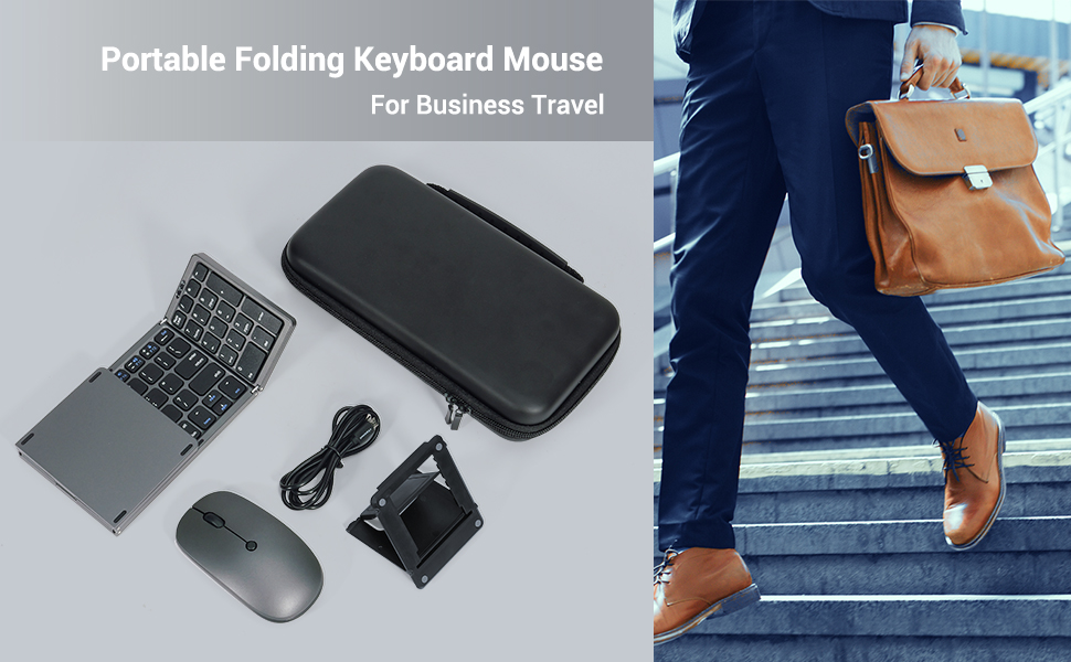 Foldable Keyboard and Mouse for Laptop, Travel Bluetooth