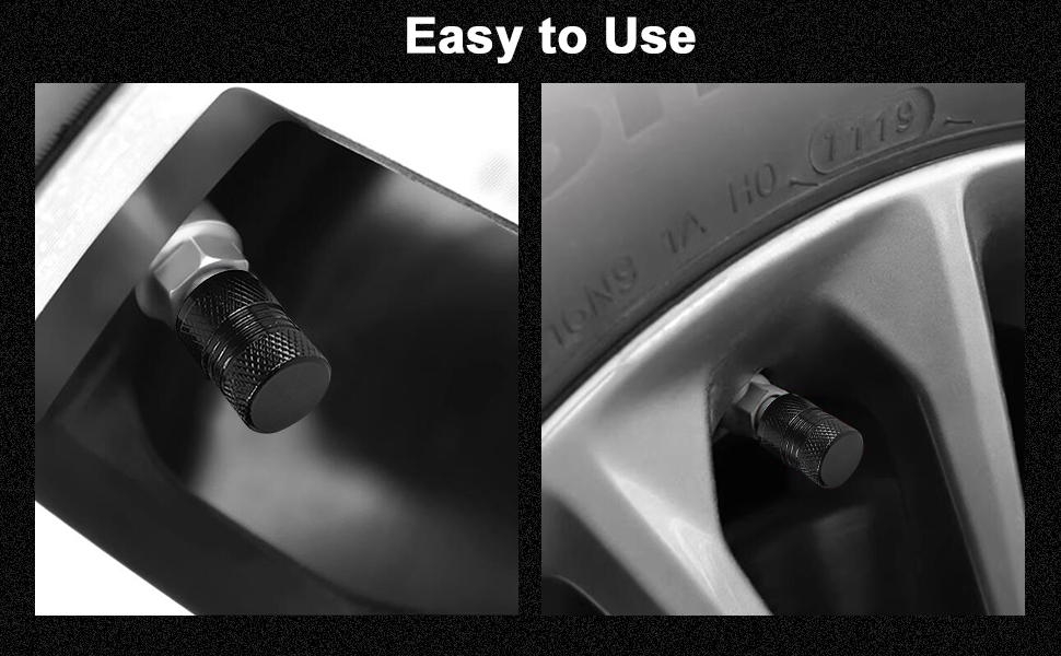 GODESON Tire Valve Caps Black,Tire caps with Plastic Liner