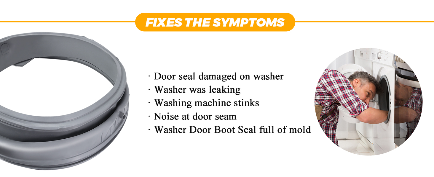 OEM 4986ER0004F Washer Door Gasket with Drain Port by Techecook Fit for LG Kenmore