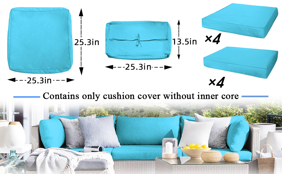 Rkufoze 8PCs Outdoor Patio Cushion Replacement Covers