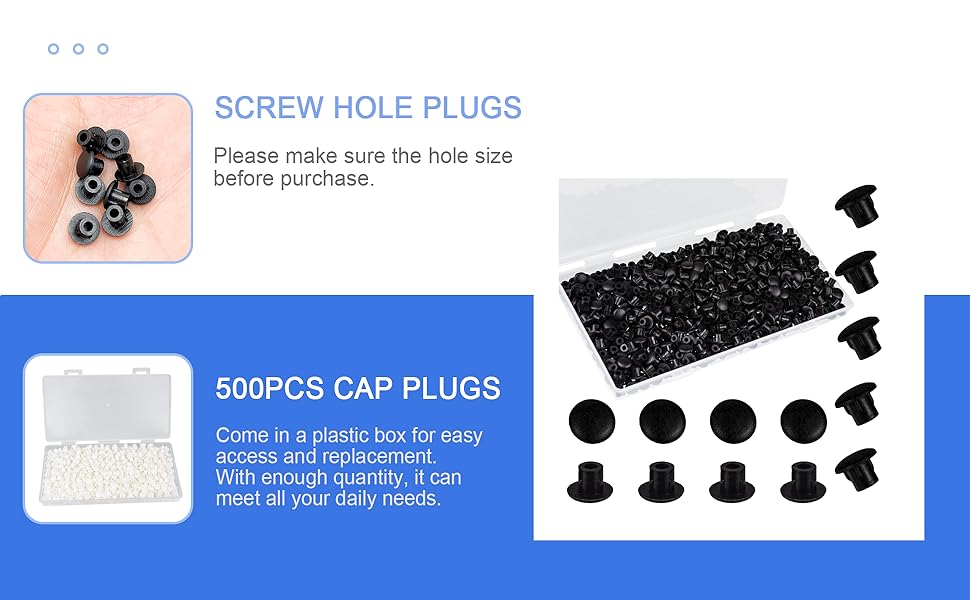BOPOREAE 500Pcs 5mm(3/16") Plastic Hole Plugs White Screw