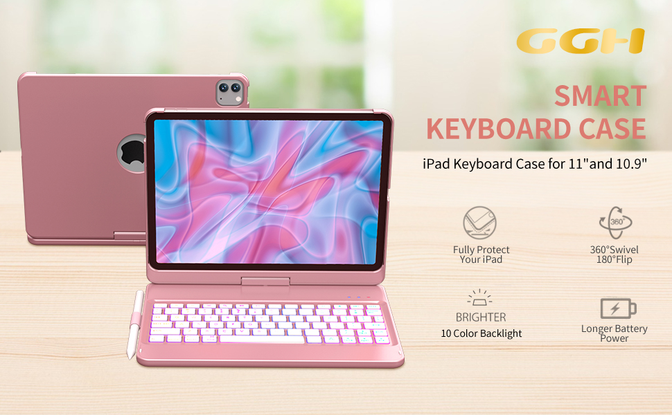 GGH iPad Pro 11 inch Case with Keyboard(4th/3rd/2nd/1st Gen