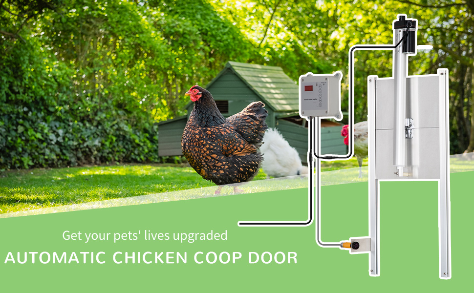 PawHut Automatic Chicken Coop Door Opener with Timer, Light
