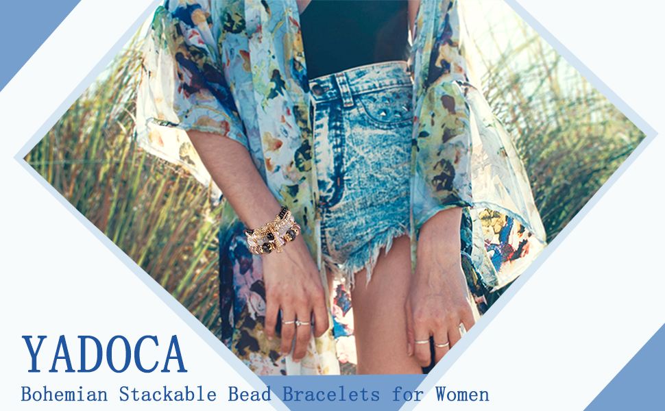 YADOCA Bohemian Stackable Beaded Bracelets for Women Men