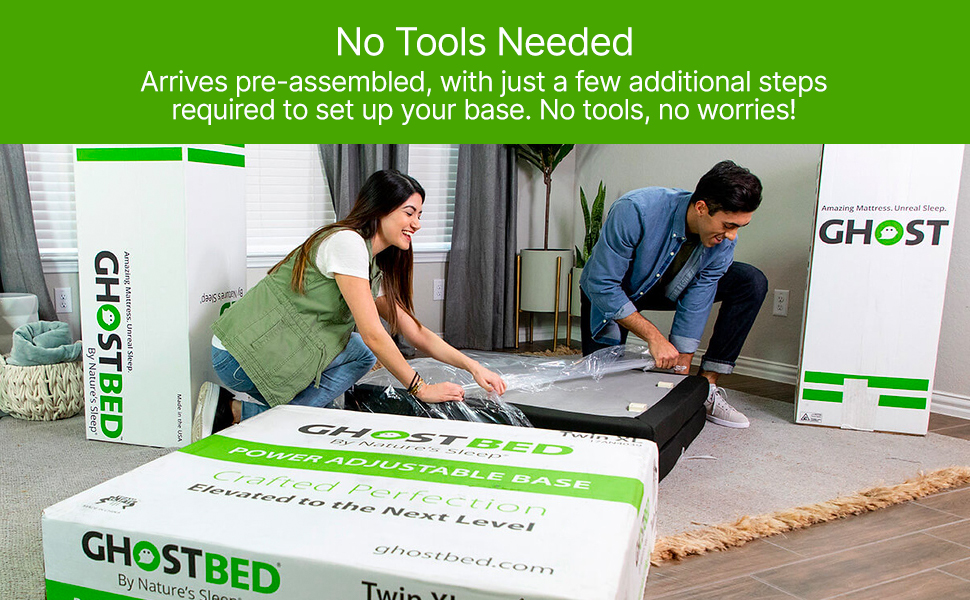 GhostBed Adjustable Bed Frame & Power Base with Wireless Remote Zero