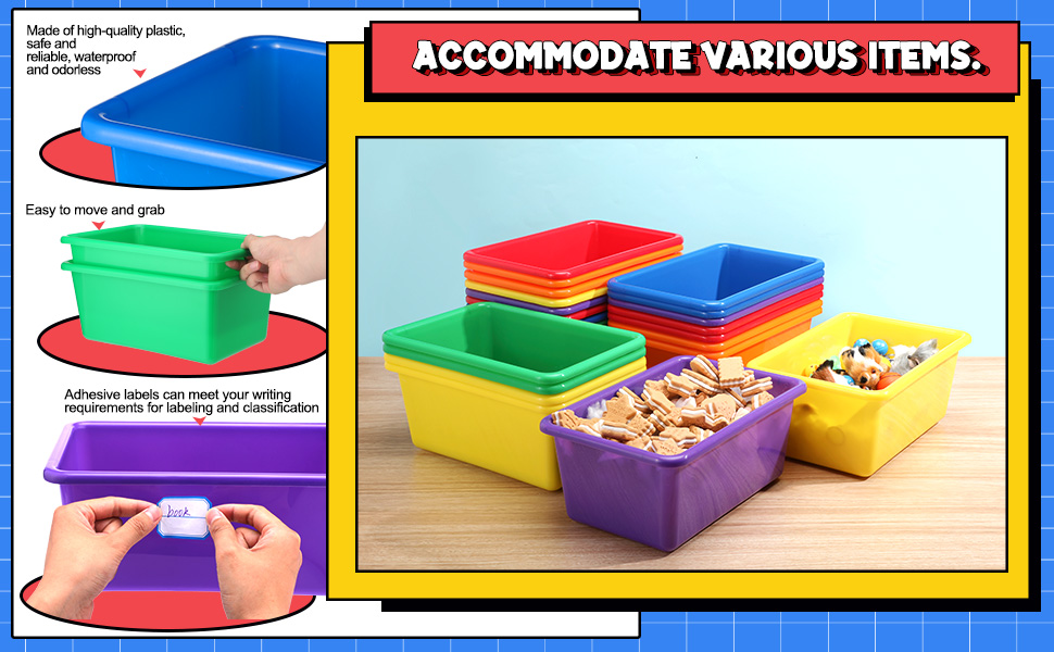 Hoolerry 24 Pcs Plastic Cubby Storage Bins Classroom Cubby
