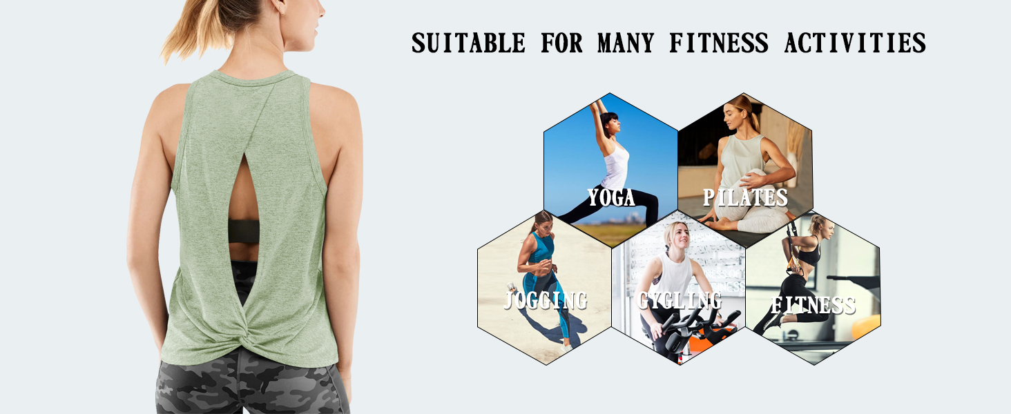 open back shirt, running tank top. crew neck sleeveless workout shirt