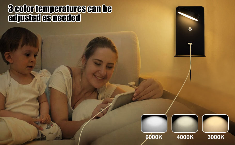 2 Pack LED Wall Lights with USB Charging Port, Touch Dimmable Wall Lamp