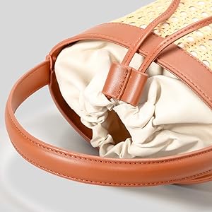 Amazon.com: Rattan Bucket Bag for Women Straw Beach Bag