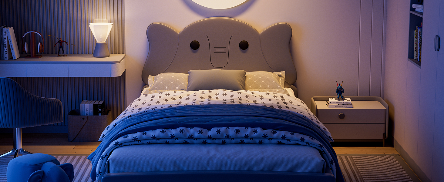 IKIFLY Twin Bed Frames for Kids, Children Upholstered Twin