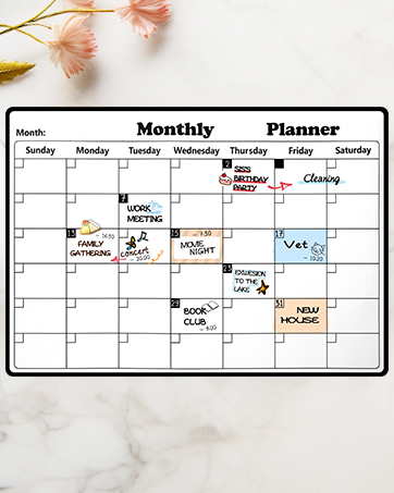 Dry Erase Calendar Magnetic Fridge Calendar