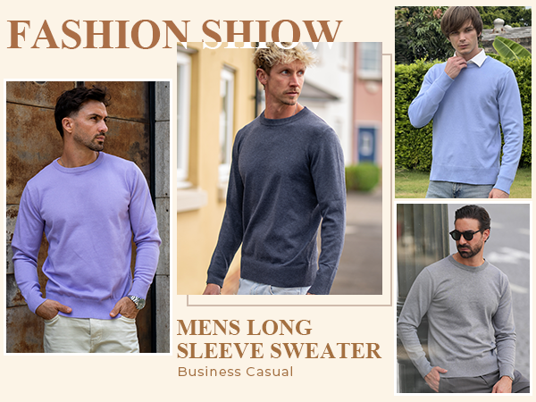 COOFANDY Men's Crew Neck Sweater Slim Fit Lightweight