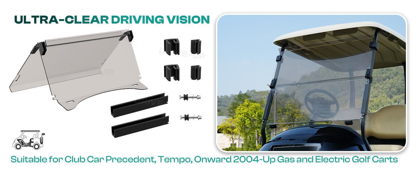 club car precedent windshield