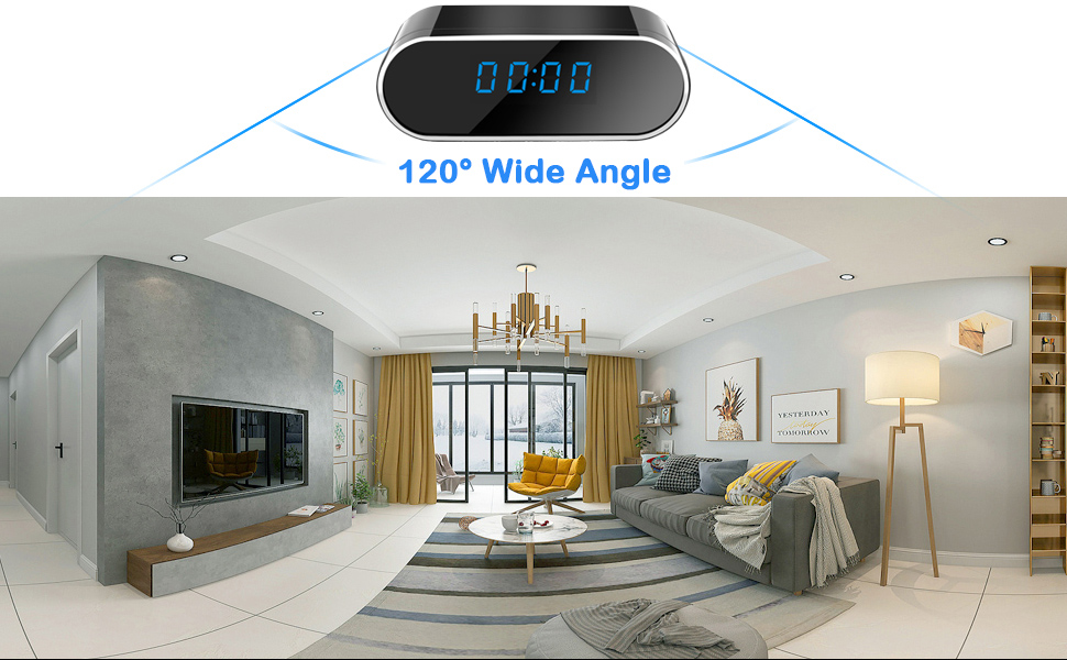 TANGMI Spy Camera Clock, 1080P HD 120° Wide Angle WiFi Hidden Camera Clock with Night Vision