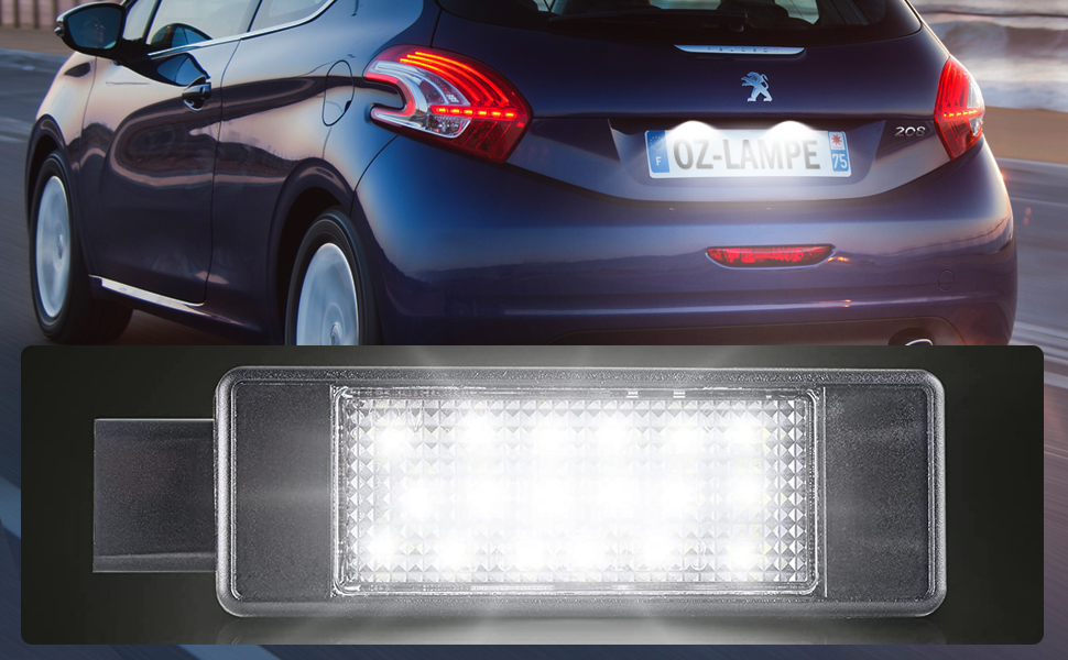 OZLAMPE 2PCS LED Number Plate Light for Peugeot 207 207 CC 208 308 2