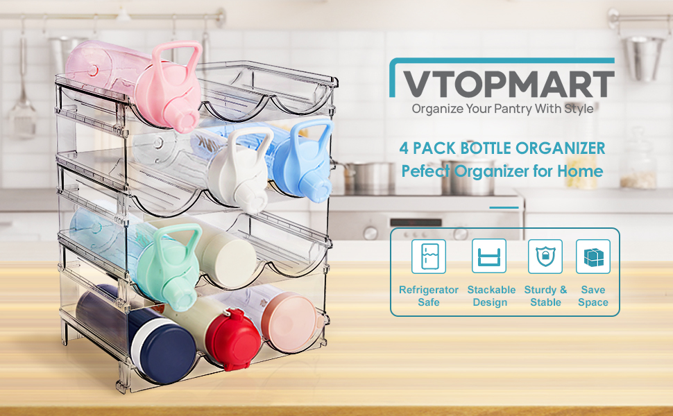Vtopmart Stackable Water Bottle Organizer Holder, 4 Pack