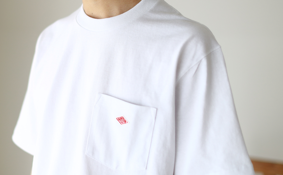 DANTON 半袖Tシャツ ロゴワンポイント 胸ポケット ホワイト S相当 DANTON/ダントン] ワンポイントロゴ ポケットTシャツ（Tシャツ