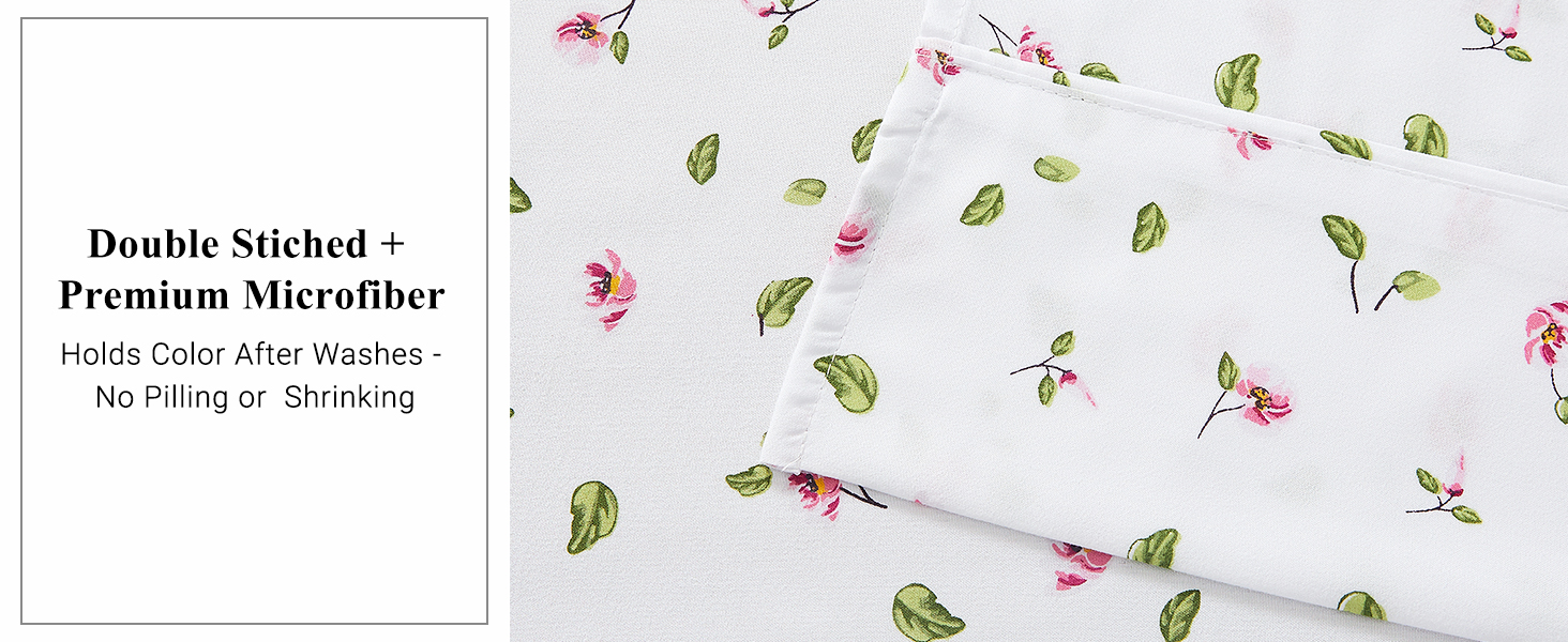 Mooreeke Floral Full Double Sheets, Soft Breathable Microfiber Vintage Printed Bed Sheet Set