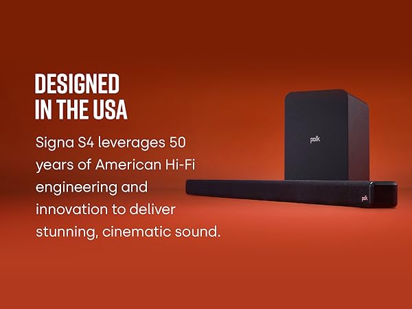 Polk Audio Signa S4 Dolby Atmos 3D Sound Bar Wireless Subwoofer.