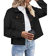 Zeagoo Flannels for Women Cropped Shacket Jacket Fashion Plaid Button Down Shirt 2025 Fall Coat Tops