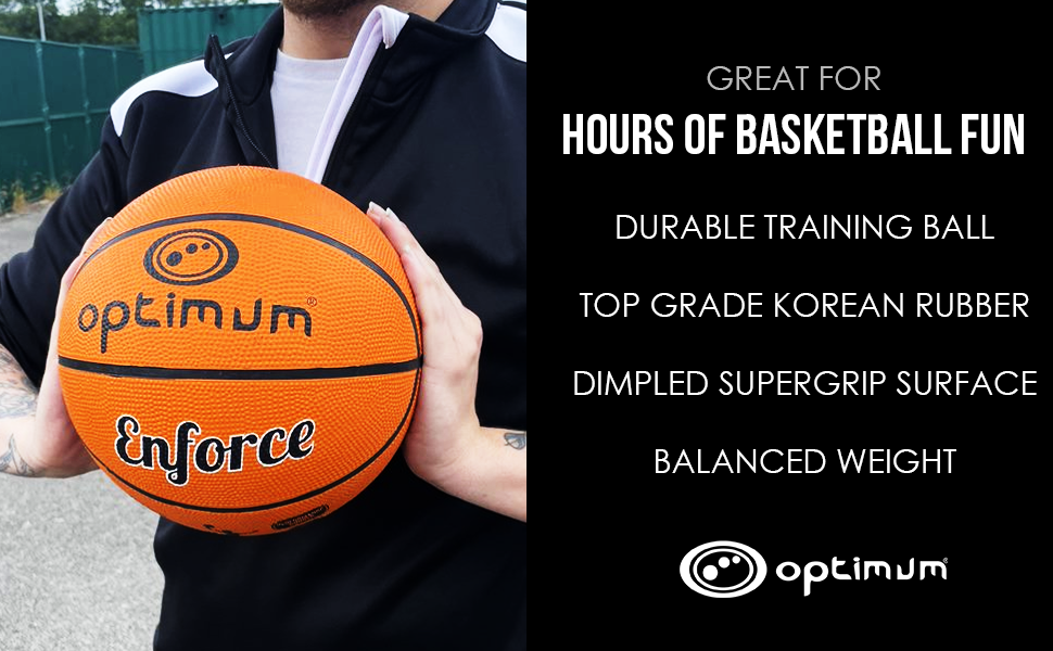 Optimum Rubber Basketball Perfect for Indoor/Outdoor Play, Training & Competition. For kids
