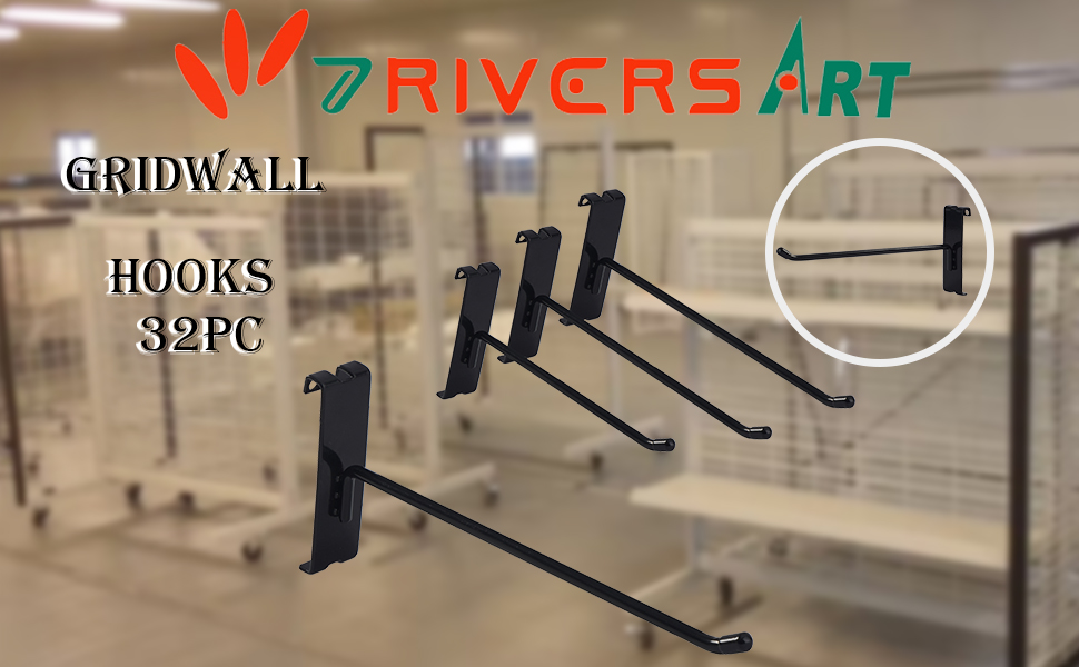 7RiversART Gridwall Hooks 6 Inch, 32PC Display Hooks for