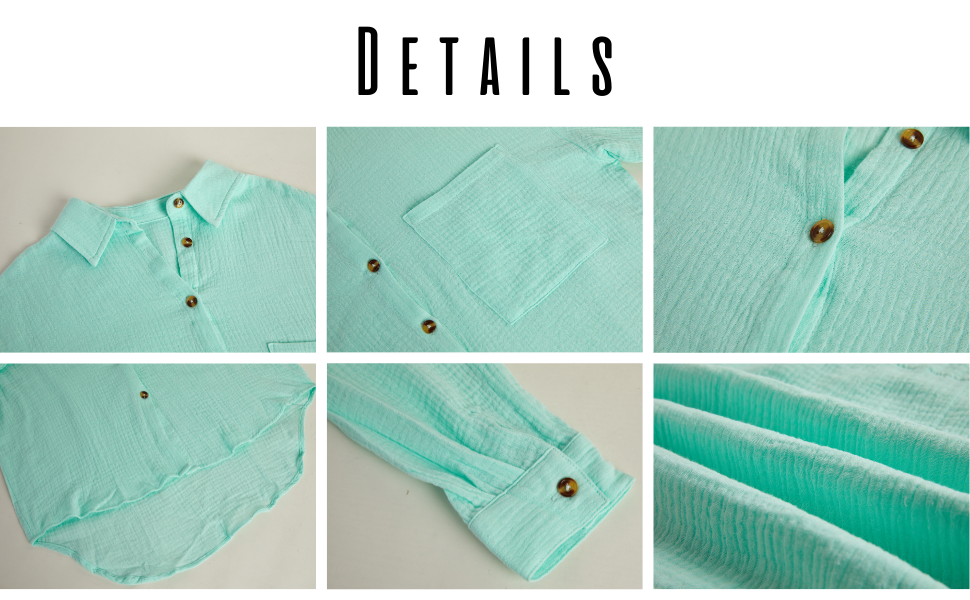 Womens Long Sleeve Shirts V Neck Collared Oversized Blouses Casual Tops with Bust Pocket