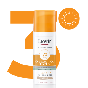 O Eucerin Sun Protetor Facial Oil Control Tinted Médio FPS 70 é ideal para peles oleosas e acneicas.