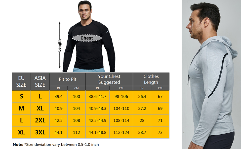  Men Long Sleeve Compression Running Shirts Sports Hoodies Dry  Fit Fitness Top Black S : Clothing, Shoes & Jewelry