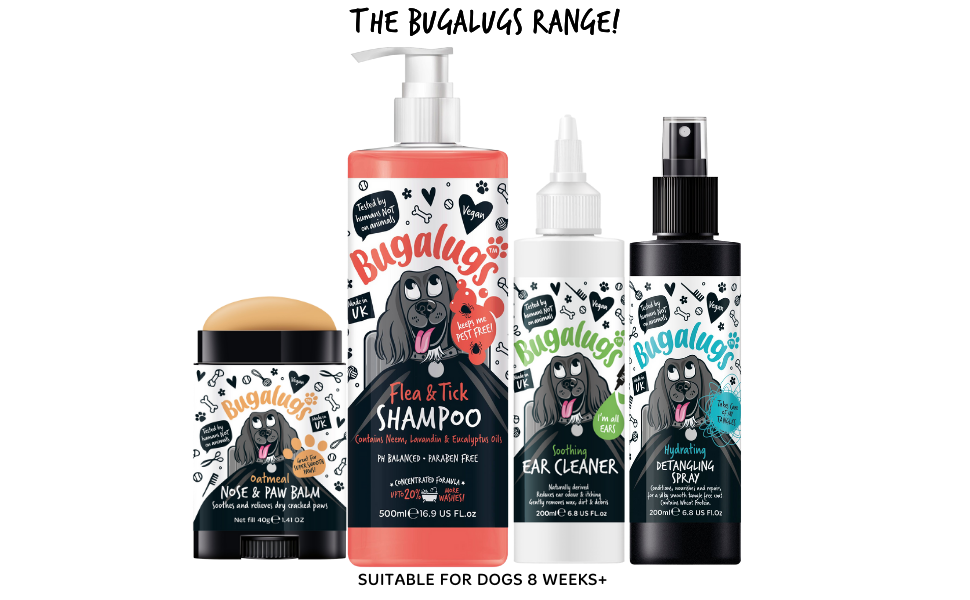 Flea and Tick Dog Shampoo by Bugalugs, Works on Smelly Puppies & Dogs
