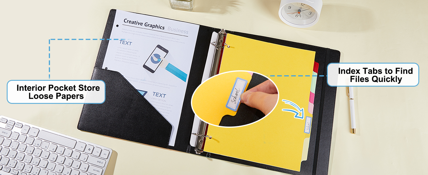 3 Ring Binder 1 Inch, Colorful 3 Ring Binder with