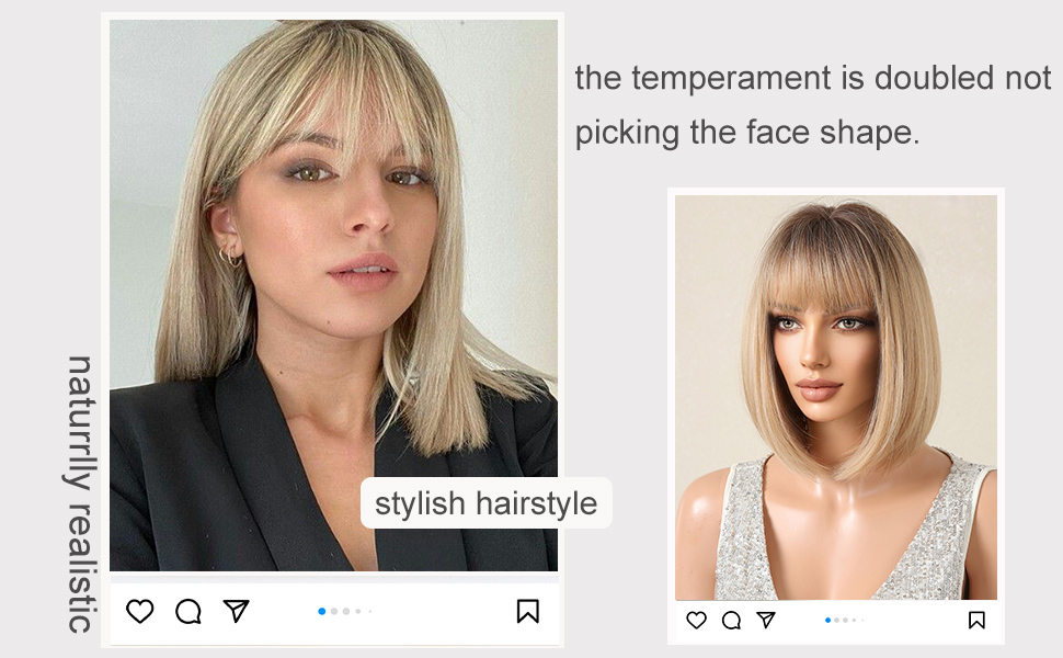 Esmee Short Straight Blonde Bob Wigs for Women