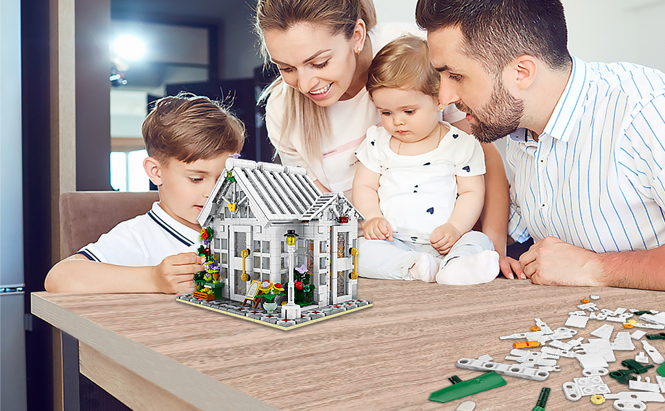 Flower House Architecture Building Set with LED Light,City