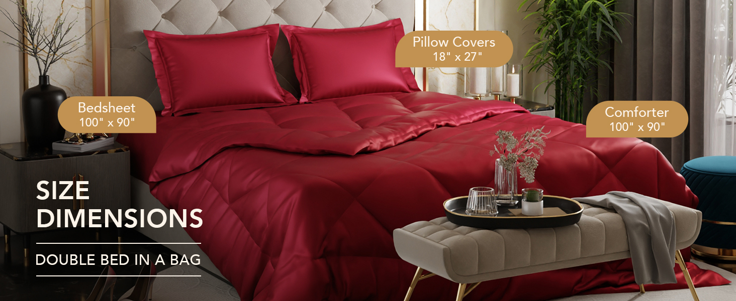 Stoa Paris Satin Bedding for Double Bed 300TC Premium Bedsheet with