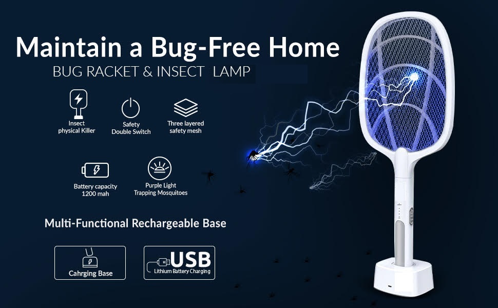 MOSQUITO RACKET Mosquito bat  Five Nights Mosquito Killer Racket Fly Swatter 