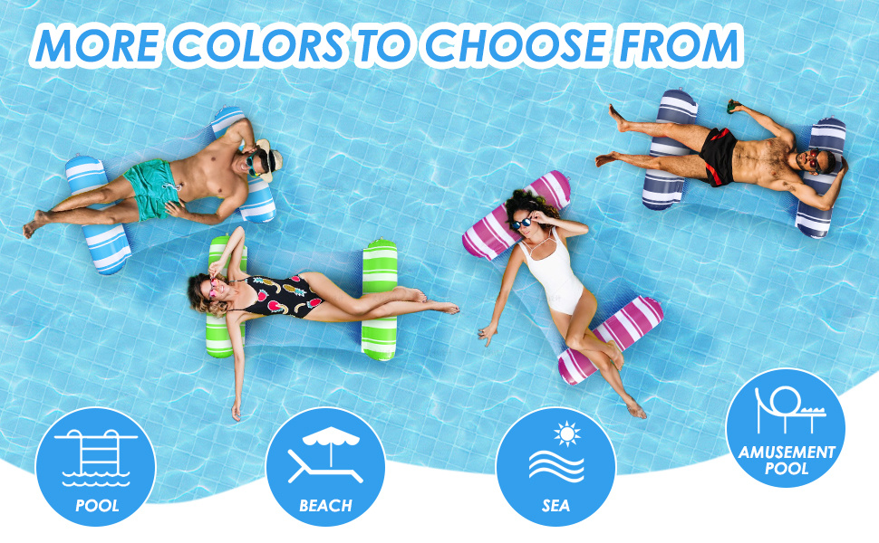 GG ZHONG QUAN 4 Pack Pool Float Adults, 4in1 Water Hammock Float